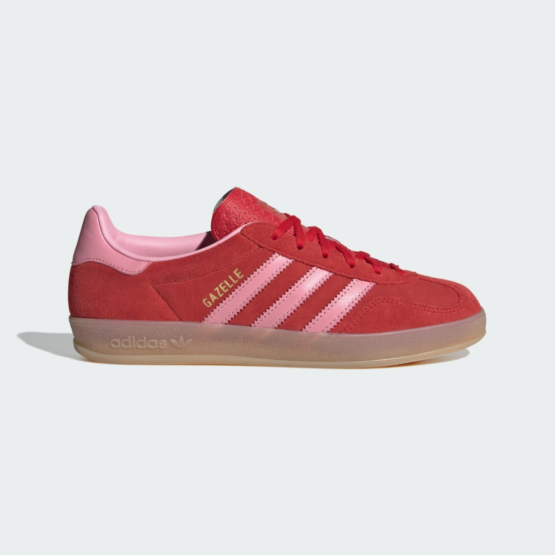 Gazelle Indoor Sneaker — Red with Lilac Stripes