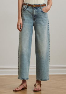 Lauren Ralph Lauren Petites High‑Rise Wide‑Leg Cropped Jeans