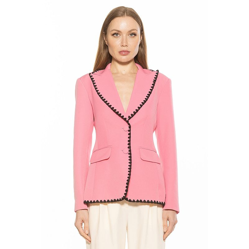 Blush Tailored Blazer with Embroidery Trim