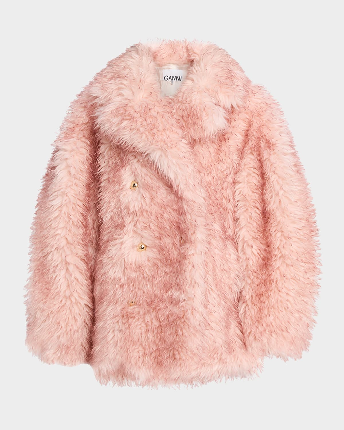 Saturated Faux‑Fur Coat in Oxblood
