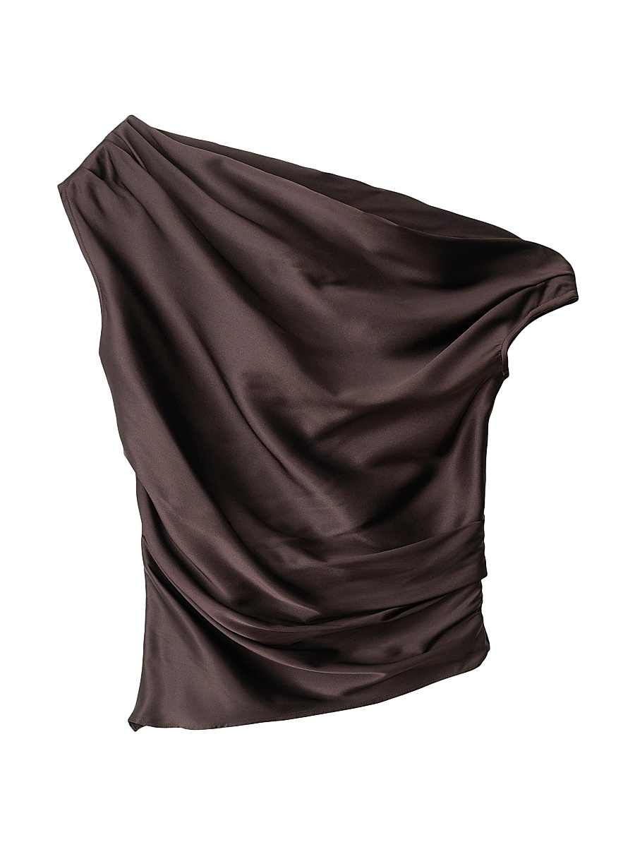 STAUD Phare Stretch‑Silk One‑Shoulder Top